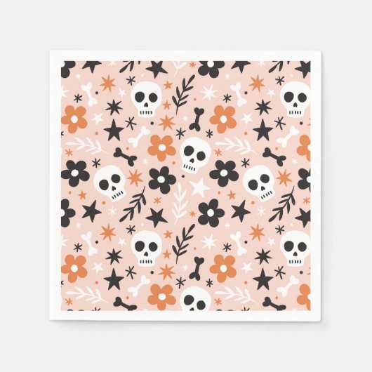 Blume Schädelmuster Serviette (Vorderseite)