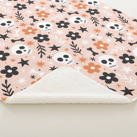 Blume Schädelmuster Sherpadecke (3/4)