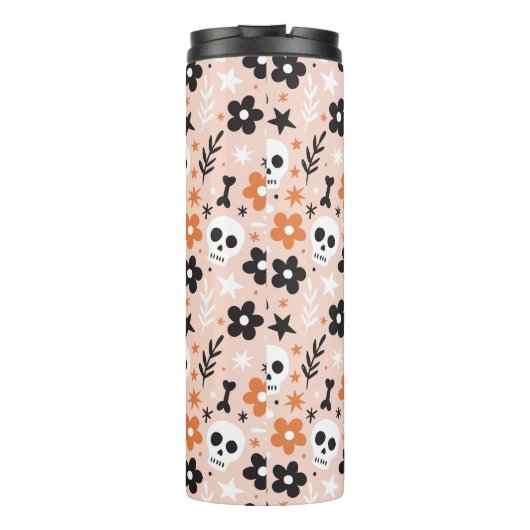 Blume Schädelmuster Thermosbecher (Rückseite)