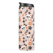 Blume Schädelmuster Thermosbecher (Nach rechts gedreht)