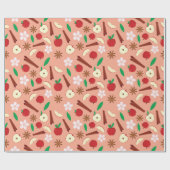 Blume, scharfe Äpfel, Zimt nahtlos Geschenkpapier (Flach)
