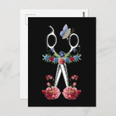 Blume Schere Friseur Blumenfriseur Postkarte (Vorne/Hinten)