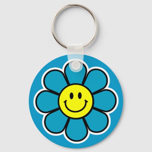Blume Schlüsselanhänger (blau) (Vorderseite)
