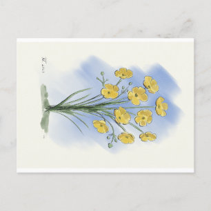 Blume-Schmetterbecher-Aquarellkarte Postkarte