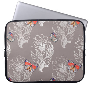 Blume, Schmetterling, Aquarell, Muster Laptopschutzhülle