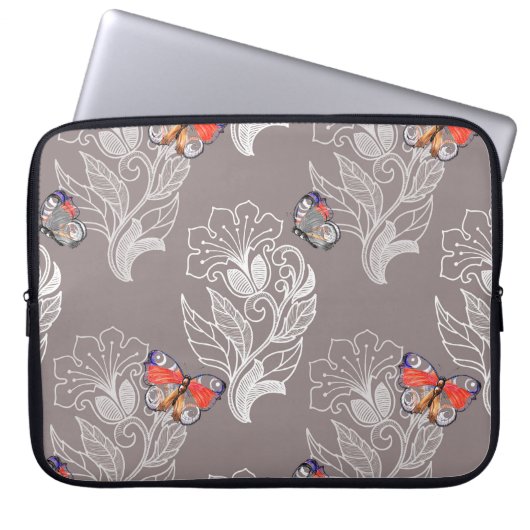 Blume, Schmetterling, Aquarell, Muster Laptopschutzhülle (Vorderseite)