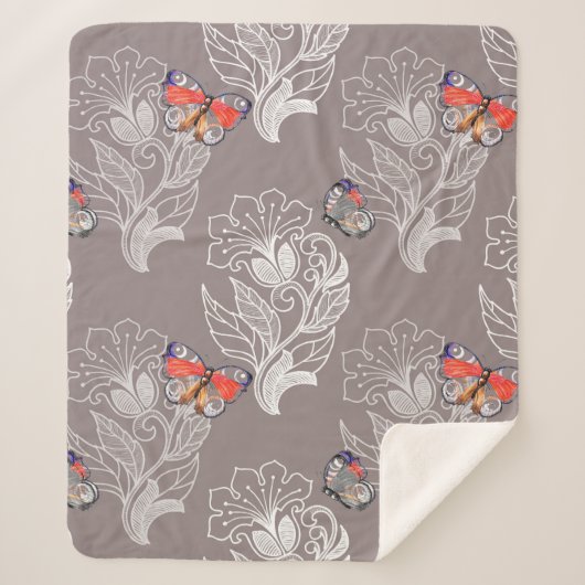 Blume, Schmetterling, Aquarell, Muster Sherpadecke (Vorderseite)