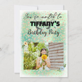 Blume & Schmetterling Einladung zum Geburtstag