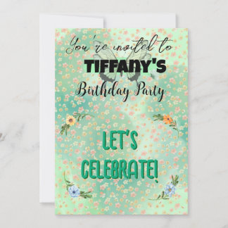 Blume & Schmetterling Einladung zum Geburtstag