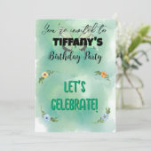 Blume & Schmetterling Einladung zum Geburtstag (Stehend Vorderseite)