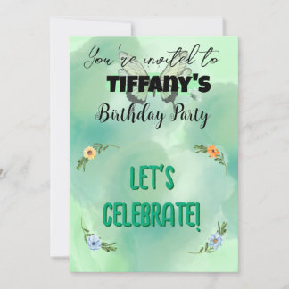 Blume & Schmetterling Einladung zum Geburtstag