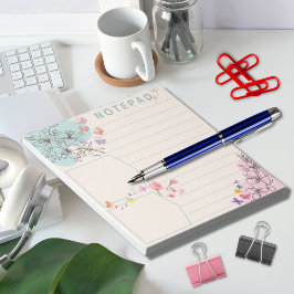 Blume Schmetterling mit rosa grünem Thema gepunkte Notizblock