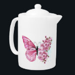 Blume Schmetterling mit rosa Sakura<br><div class="desc">Blume des rosa Schmetterlings mit rosafarbenen japanischen Kirschblüten auf weißem Hintergrund.</div>