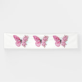Blume Schmetterling mit rosa Sakura Banner (Horizontal)