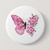 Blume Schmetterling mit rosa Sakura Button (Vorderseite)