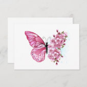 Blume Schmetterling mit rosa Sakura Dankeskarte (Vorne/Hinten)