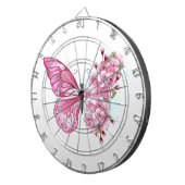 Blume Schmetterling mit rosa Sakura Dartscheibe (Vorderseite rechts)