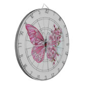 Blume Schmetterling mit rosa Sakura Dartscheibe (Vorderseite Links)