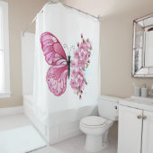 Blume Schmetterling mit rosa Sakura Duschvorhang (Beispiel)