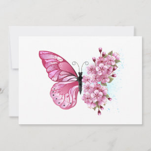 Blume Schmetterling mit rosa Sakura Einladung