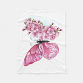 Blume Schmetterling mit rosa Sakura Fleecedecke (Vorderseite)