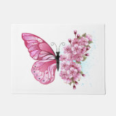 Blume Schmetterling mit rosa Sakura Fußmatte (Vorderseite)