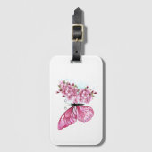 Blume Schmetterling mit rosa Sakura Gepäckanhänger (Vorderseite Vertikal)