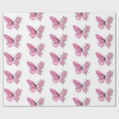 Blume Schmetterling mit rosa Sakura Geschenkpapier (Flach)