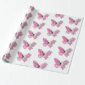 Blume Schmetterling mit rosa Sakura Geschenkpapier (Ungerollt)