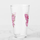 Blume Schmetterling mit rosa Sakura Glas (Rechts)