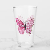 Blume Schmetterling mit rosa Sakura Glas (Vorderseite)