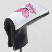 Blume Schmetterling mit rosa Sakura Golf Headcover (3/4 Vorderseite)