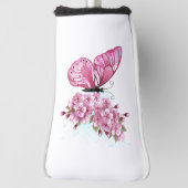 Blume Schmetterling mit rosa Sakura Golf Headcover (Rotieren 90)