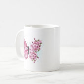Blume Schmetterling mit rosa Sakura Kaffeetasse (Vorderseite Links)