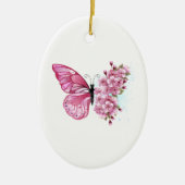 Blume Schmetterling mit rosa Sakura Keramik Ornament (Vorne)