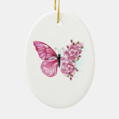 Blume Schmetterling mit rosa Sakura Keramik Ornament (Hinten)