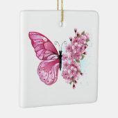 Blume Schmetterling mit rosa Sakura Keramikornament (Rechts)