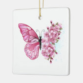 Blume Schmetterling mit rosa Sakura Keramikornament (Links)