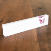 Blume Schmetterling mit rosa Sakura Namensplakette (Seite)