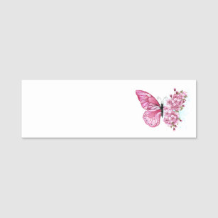 Blume Schmetterling mit rosa Sakura Namensschild