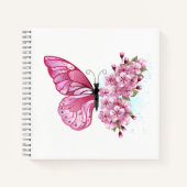 Blume Schmetterling mit rosa Sakura Notizblock (Vorderseite)