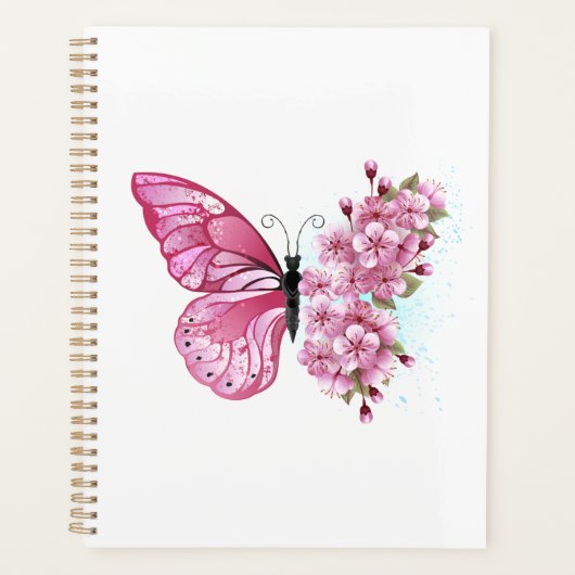 Blume Schmetterling mit rosa Sakura Planer (Vorderseite)
