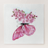 Blume Schmetterling mit rosa Sakura Puzzle (Vertikal)