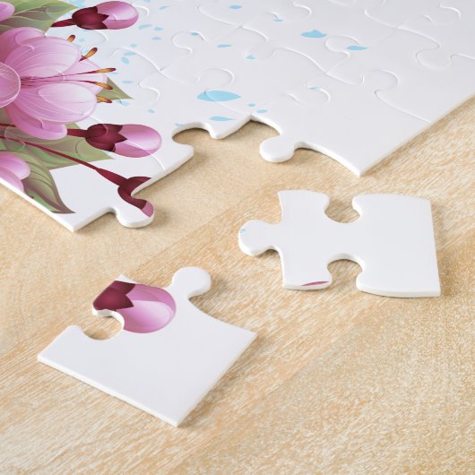 Blume Schmetterling mit rosa Sakura Puzzle (Seite)