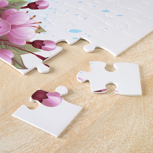 Blume Schmetterling mit rosa Sakura Puzzle (Seite)