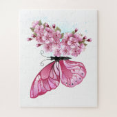 Blume Schmetterling mit rosa Sakura Puzzle (Vertikal)