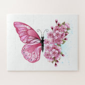 Blume Schmetterling mit rosa Sakura Puzzle (Horizontal)