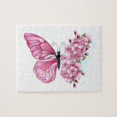 Blume Schmetterling mit rosa Sakura Puzzle (Horizontal)