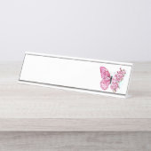 Blume Schmetterling mit rosa Sakura Schreibtischnamensplakette (Vorderseite )