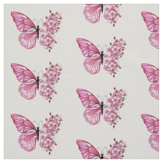 Blume Schmetterling mit rosa Sakura Stoff (Muster)